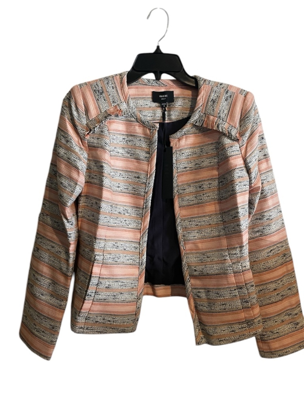 Ro & De Pink tweed women's jacket blazer Medium career office professional NWT